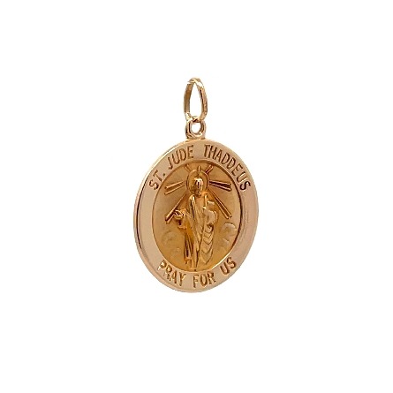 14K Yellow Gold Estate Round Saint Jude Medal 1.5dwt