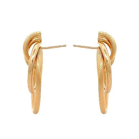 14K Yellow Gold Estate Twisted Design Interlocking Circle Fashion Earrings 2.7dwt