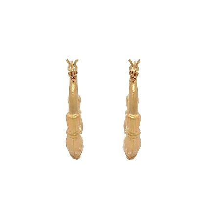 14K Yellow Gold Estate Textured Claddaugh Hoop Earrings 1.0dwt
