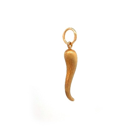 18K Yellow Gold Estate Textured Italian Horn Pendant 0.9dwt 