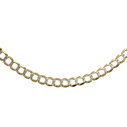 14K Yellow and White Gold Estate Diamond Cut Curb Link Chain 24inch 9.1dwt 