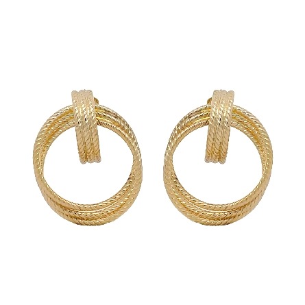 14K Yellow Gold Triple Circle Cable Fashion Earrings 2.5dwt 