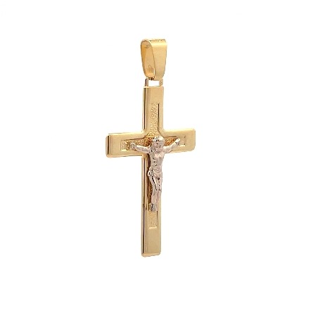14K Yellow and White Gold Estate Crucifix Pendant 3.9dwt 