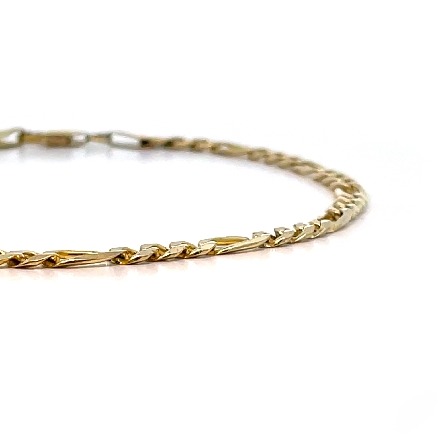 14K Yellow Gold Estate Figaro Bracelet 8.5inch 3.2dwt 
