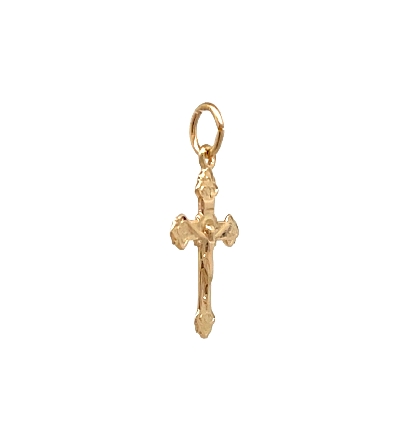 14K Yellow Gold Estate Small Crucifix Pendant 0.2dwt
