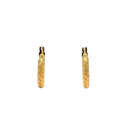 18K Yellow Gold Estate Weave Design Round Hoop Earrings 2.4dwt 