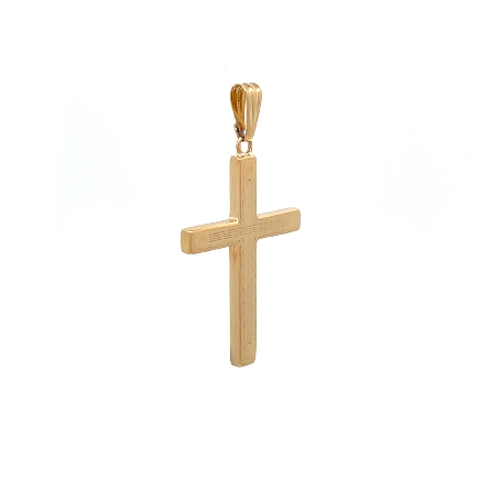 10K Yellow Gold Estate Lined Cross Pendant 0.7dwt