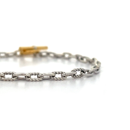 Sterling Silver and 18K Yellow Gold Estate David Yurman Toggle Chain Bracelet 7.5inch 3.5dwt
