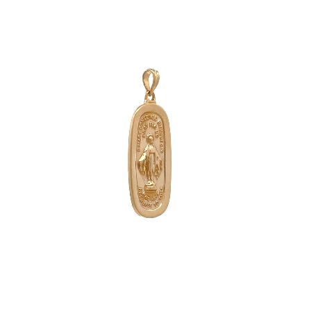 14K Yellow Gold Estate Oblong Miraculous Medal Pendant 0.6dwt