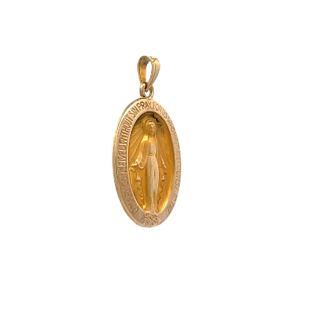 14K Yellow Gold Estate Oval Miraculous Medal Pendant 0.7dwt