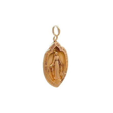 14K Yellow Gold Estate Shield Shape Miraculous Medal Pendant 0.8dwt