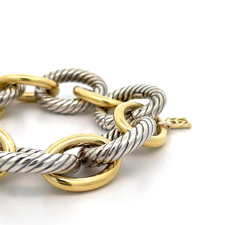 18K Yellow Gold Bond and Sterling Silver Estate David Yurman 10mm Oval Link Chain Bracelet 8inch 35.9dwt