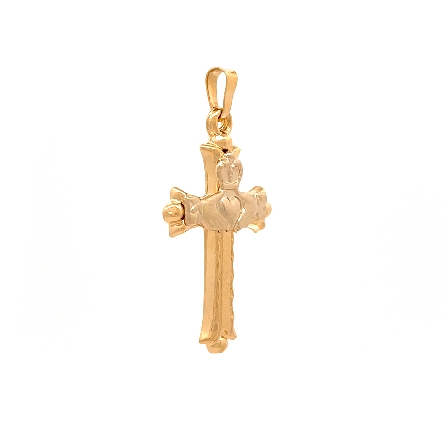 14K Yellow Gold Estate Claddagh Cross Pendant 0.8dwt