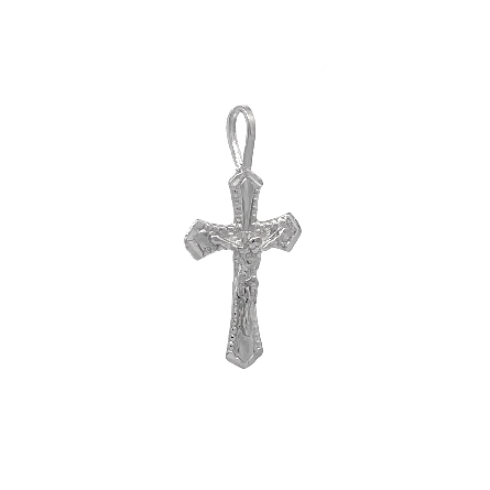 14K White Gold Estate Mini Crucifix Pendant 0.3dwt