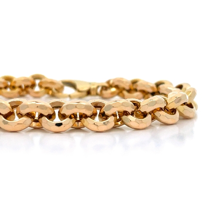 14K Yellow Gold Estate 7.25inch Hammered Round Link Bracelet 7.4dwt
