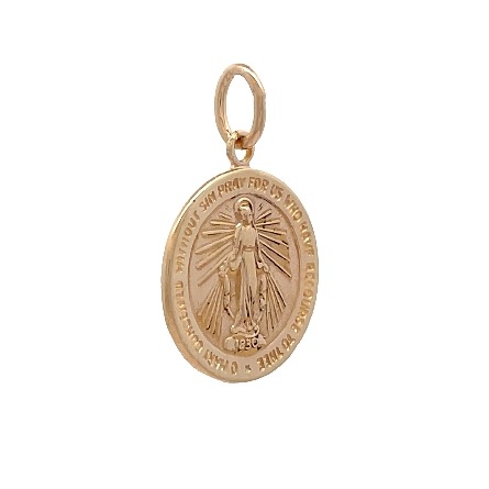 14K Yellow Gold Estate Round Mary Miraculous Medal Pendant 1.0dwt