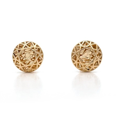 14K Yellow Gold Estate Round Diamond Cut Button Earrings 1.0dwt