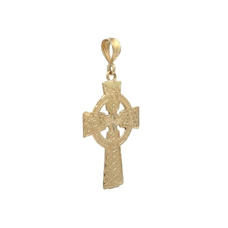 14K Yellow Gold Textured Celtic Cross Pendant 1.9dwt