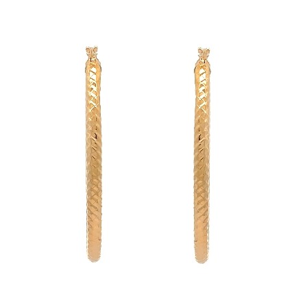 14K Yellow Gold Estate Oval Hollow Textured Hoop Earrings 1.1dwt