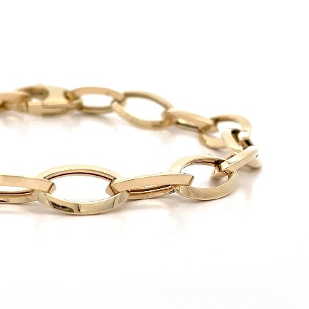 14K Yellow Gold Estate Marquise Knife Edge Link 8inch Bracelet 3.4dwt 