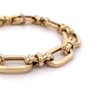 18K Yellow Gold Estate Fancy Link Hollow Bracelet 7.5inch 10.5dwt 