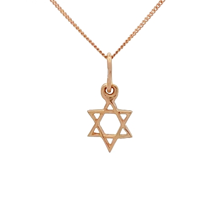 14K Rose Gold Estate Dainty Jewish Star Pendant on 18.25inch Link Chain 1.2dwt
