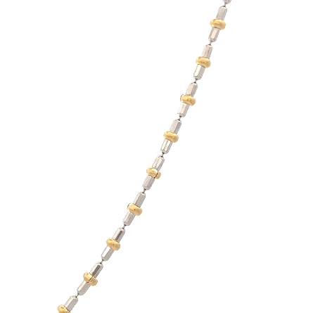 14K Two Tone Estate Diamond Cut Bead and Bar Necklace 17.5inch 4.9dwt