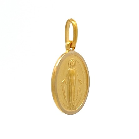 18K Yellow Gold Estate Oval Miraculaous Medal Pendant 1.2dwt