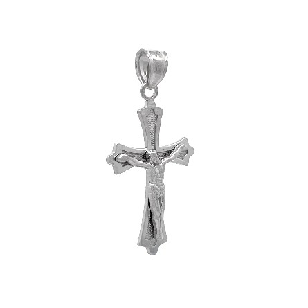 14K White Gold Estate Crucifix Pendant 1.1dwt