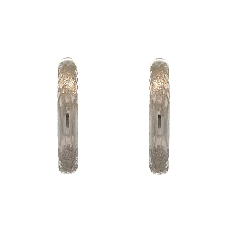 14K White Gold Estate Textured Huggie Hoop Earrings 0.9dwt
