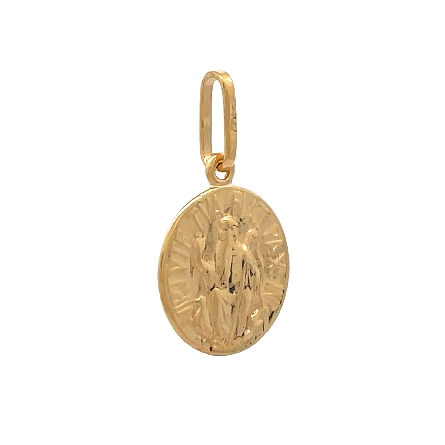 18K Yellow Gold Estate Small Round Greek Religious Medal Pendant 0.4wt