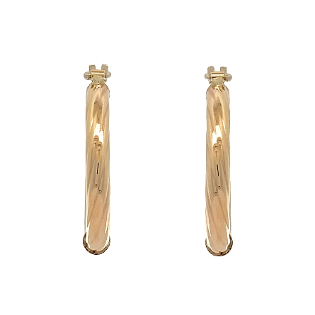 14K Yellow and White Gold Estate Smooth and Twisted Hollow Round Hoop Earrings 2.8dwt 