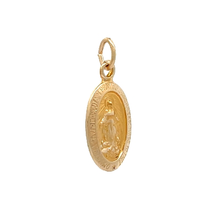 14K Yellow Gold Estate Small Oval Miraculous Medal Pendant 0.4dwt
