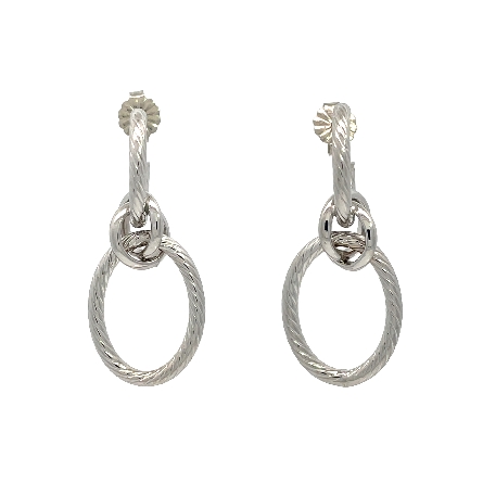14K White Gold Estate Twisted Oval Drop Earrings 1.1dwt