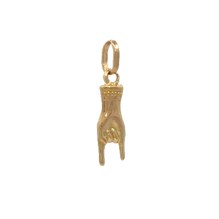 18K Yellow Gold Estate Mano Cornuto Hand Charm Pendant 0.6dwt