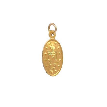 14K Yellow Gold Estate Small Oval Miraculous Medal Pendant 0.4dwt