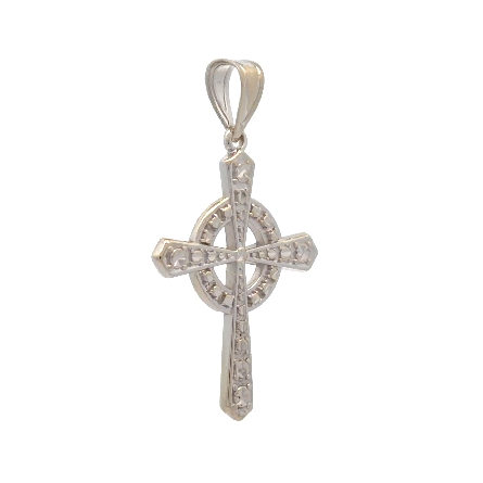 14K White Gold Estate Diamond Cut Halo Cross Pendant 1.3dwt  