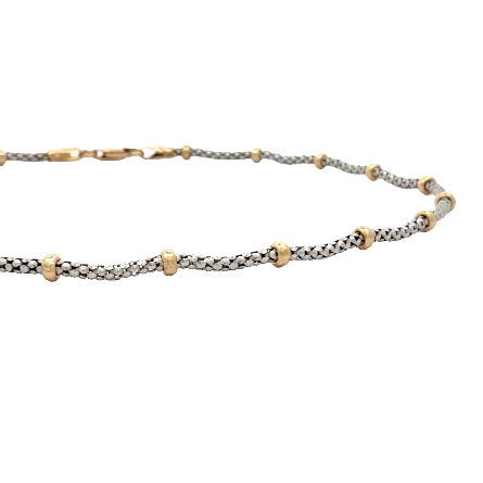 14K White and Yellow Gold Estate Saturn Link Anklet 10inch 2.4dwt
