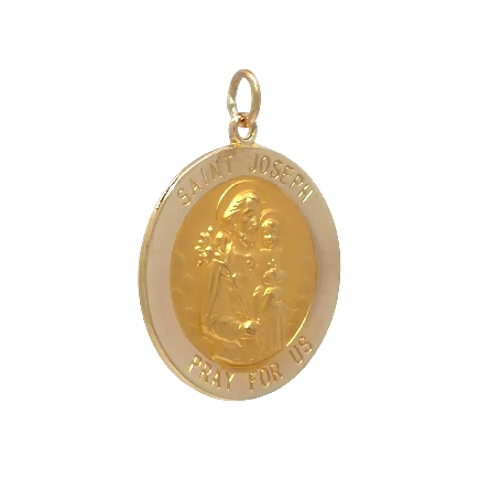 14K Yellow Gold Estate Round Saint Joseph Charm Pendant 3.1dwt
