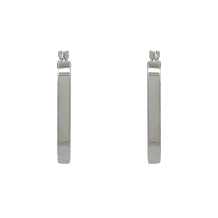 14K White Gold Estate Polished Square Hoop Earrings 1.2dwt