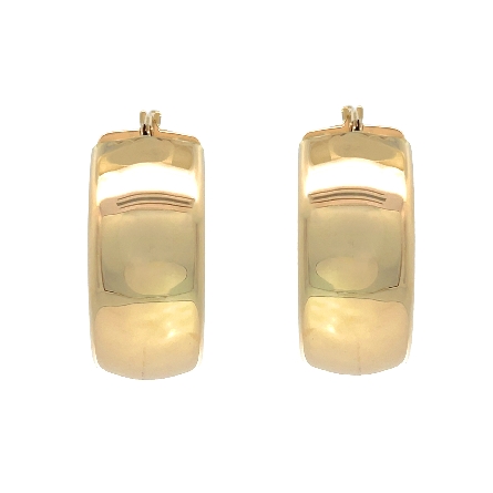 14K Yellow Gold Estate Wide Hollow Round Polished Hoop Earrings 3.4dwt