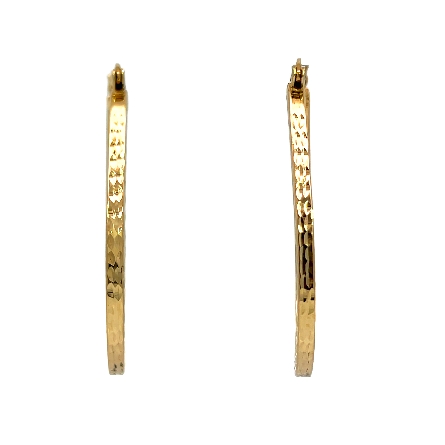 14K Yellow Gold Estate Diamond Cut Large Oval Hoop Earrings 2.0dwt 