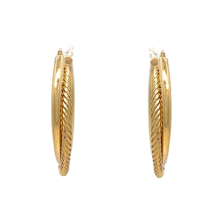14K Yellow Gold Estate Crossover Twist Hoop Earrings 0.9dwt
