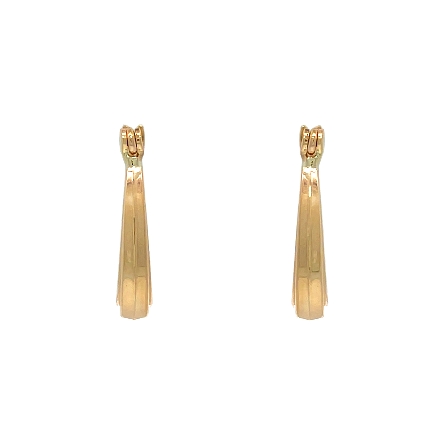 14K Yellow Gold Estate Oval Ribbed Huggie Hoop Earrings 0.6dwt