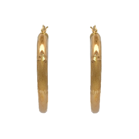 14K Yellow Gold Estate Textured/Polished Tube Hoop Earrings 2.8dwt