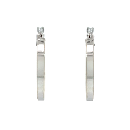 14K White Gold Estate Square Tube Hoop Earrings 0.7dwt