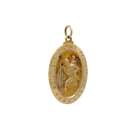 14K Yellow Gold Estate Oval Saint Christopher Charm Pendant 1.5dwt