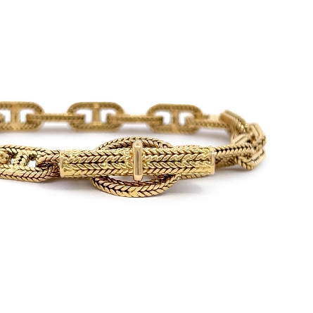 18K Yellow Gold Estate Hermes Vintage George LEnfant Chaine DAncre Braided Link Chain Bracelet 8.25inch No Box Serial#8352 24.3dwt