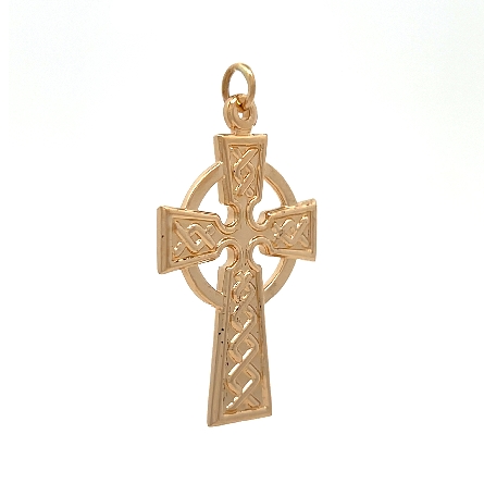 14K Yellow Gold Estate Celtic Design Cross Pendant 2.3dwt 