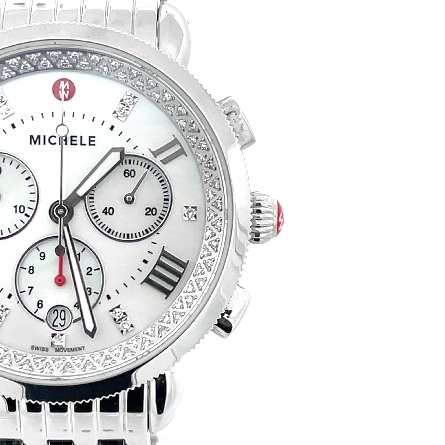 Stainless Steel Estate Michele Sport Sail Chronograph Mother of Pearl Dial Watch w/Diams=.37ctw 